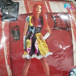 Sally, Nightmare Before Christmas Cosume, Kids Size 10, 5 pieces includes wig